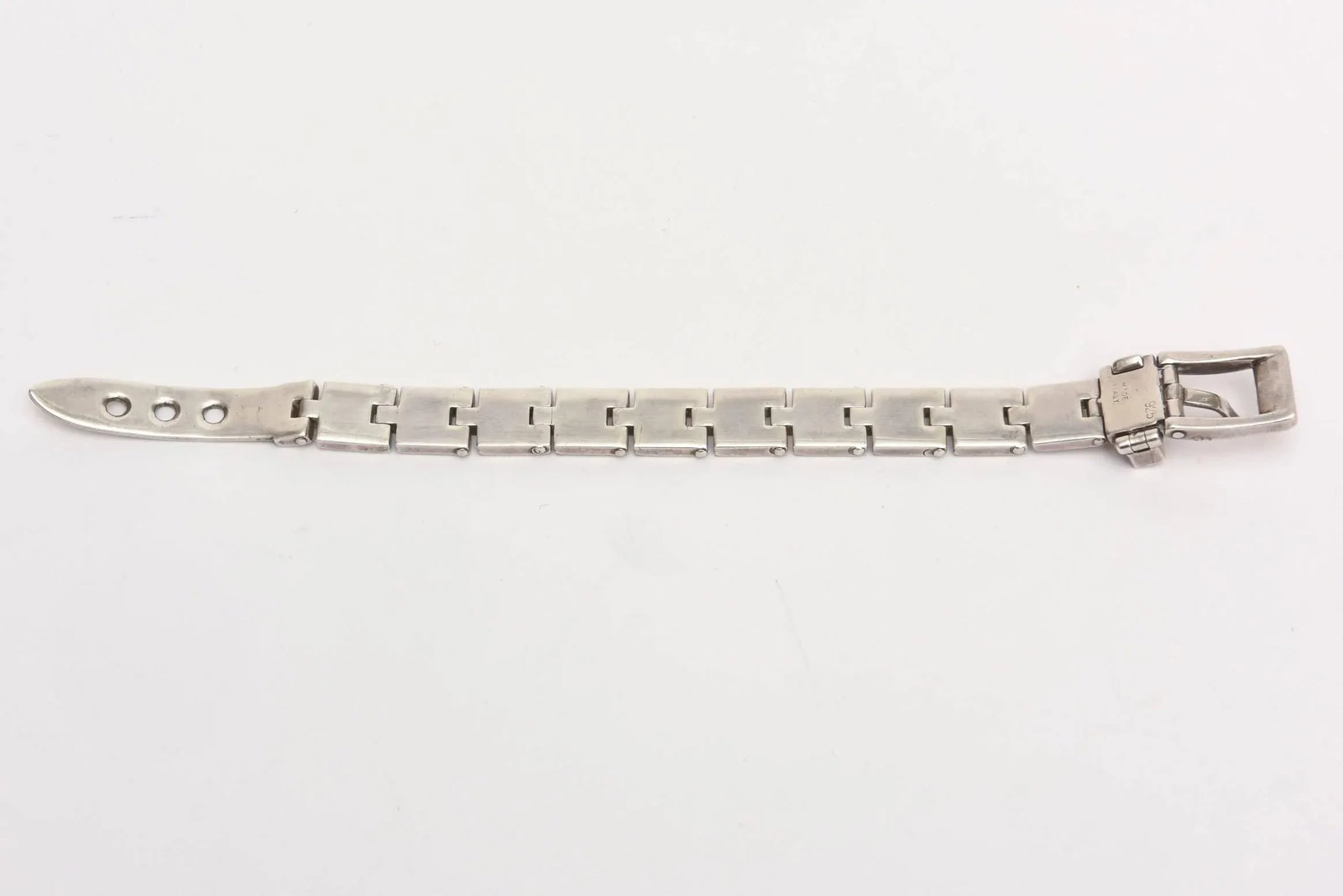 Vintage Sterling Silver Buckle Bracelet - 8