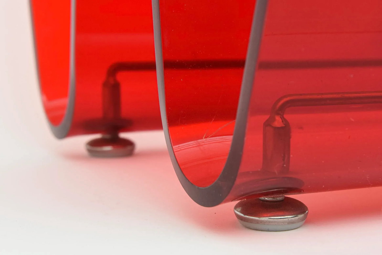 Vintage 1970's Italian Red Lucite and Chrome Two Part Magazine or Book Stand - 11