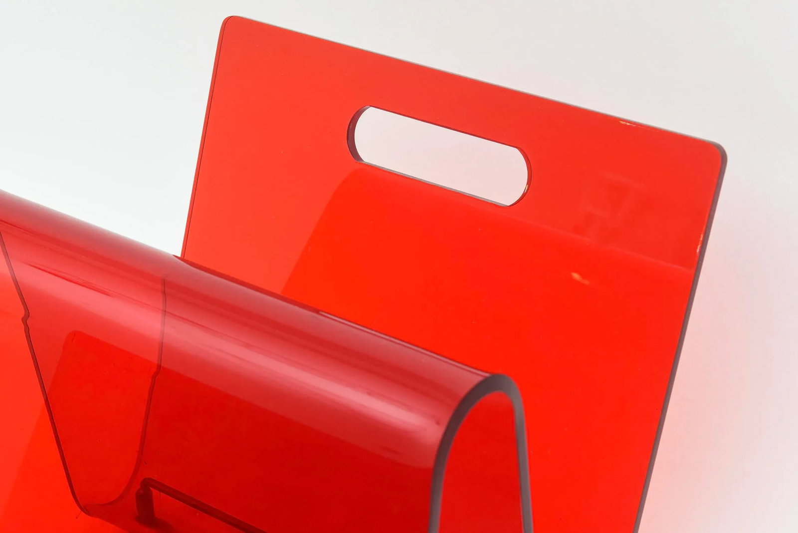 Vintage 1970's Italian Red Lucite and Chrome Two Part Magazine or Book Stand - 4