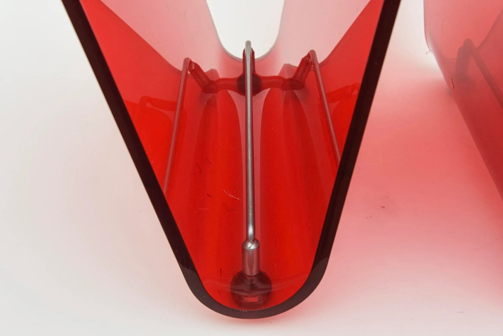 Vintage 1970's Italian Red Lucite and Chrome Two Part Magazine or Book Stand - 6