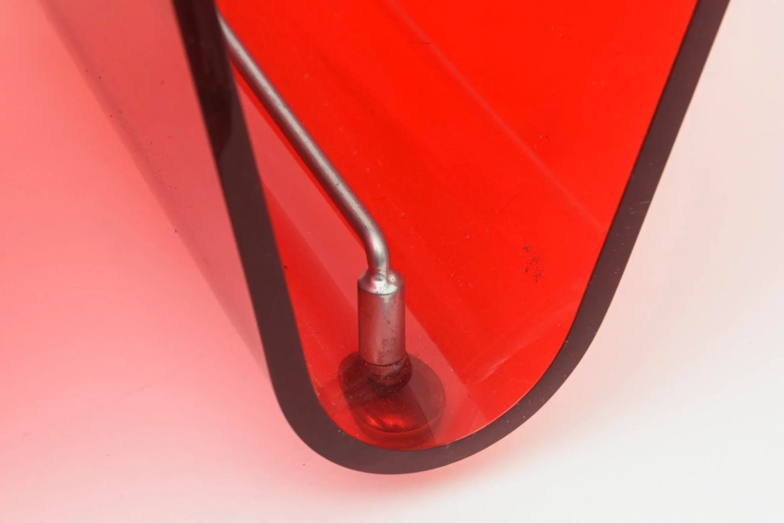 Vintage 1970's Italian Red Lucite and Chrome Two Part Magazine or Book Stand - 7