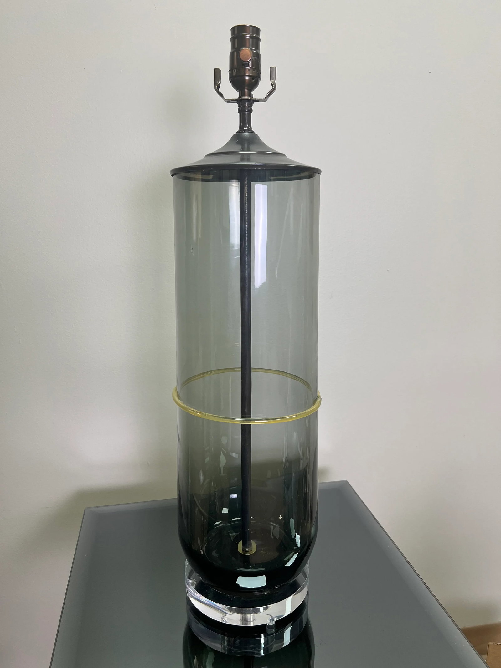 Pair of Large Contemporary Smoke Art Glass Lamps - 2