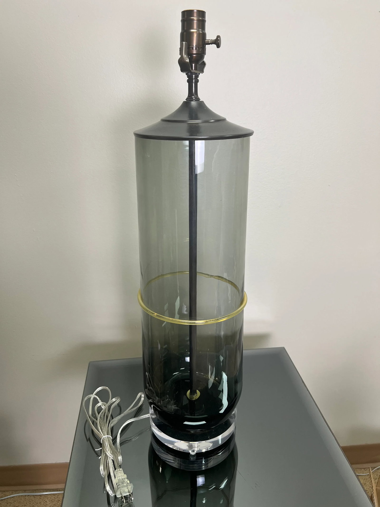 Pair of Large Contemporary Smoke Art Glass Lamps - 3