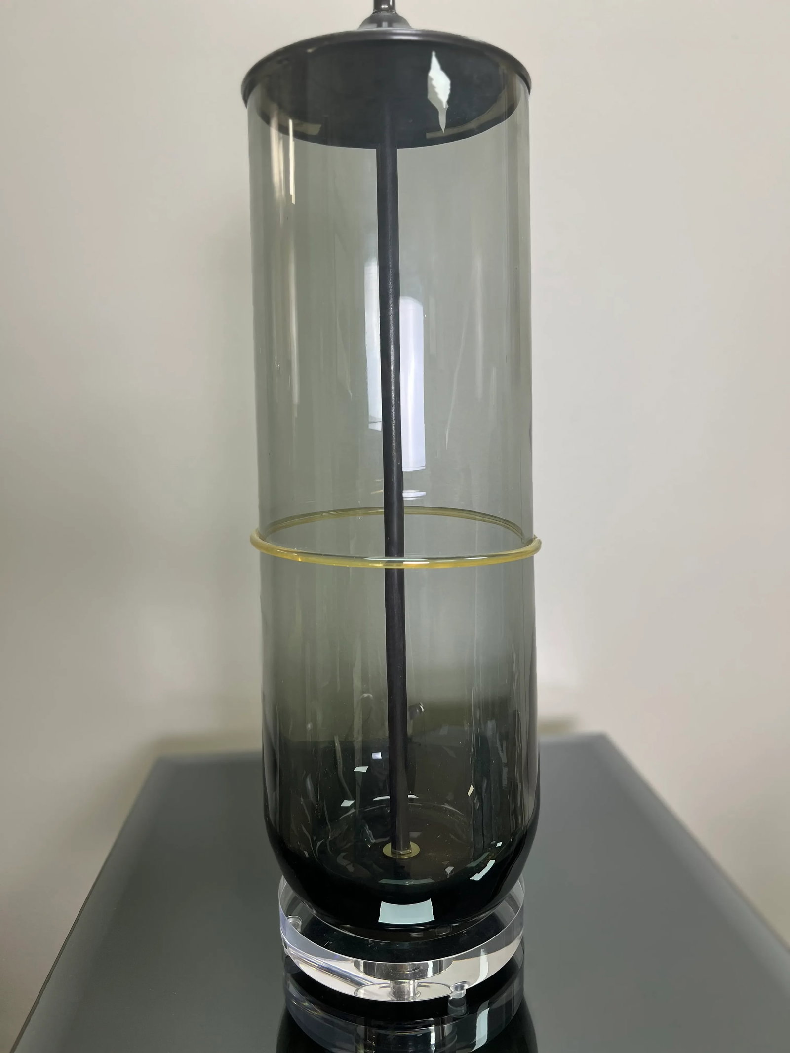 Pair of Large Contemporary Smoke Art Glass Lamps - 5