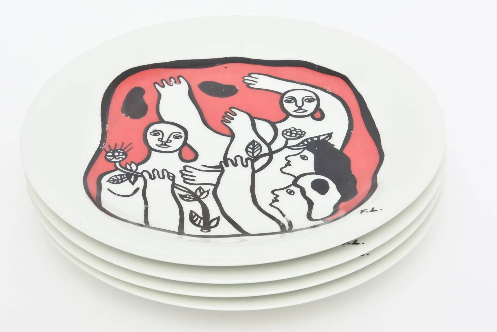 Vintage After Fernand Leger French Limoges Porcelain Plates - Set of Four Acrobat Series - 5
