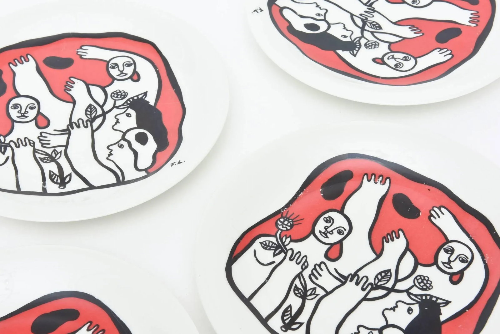 Vintage After Fernand Leger French Limoges Porcelain Plates - Set of Four Acrobat Series - 8