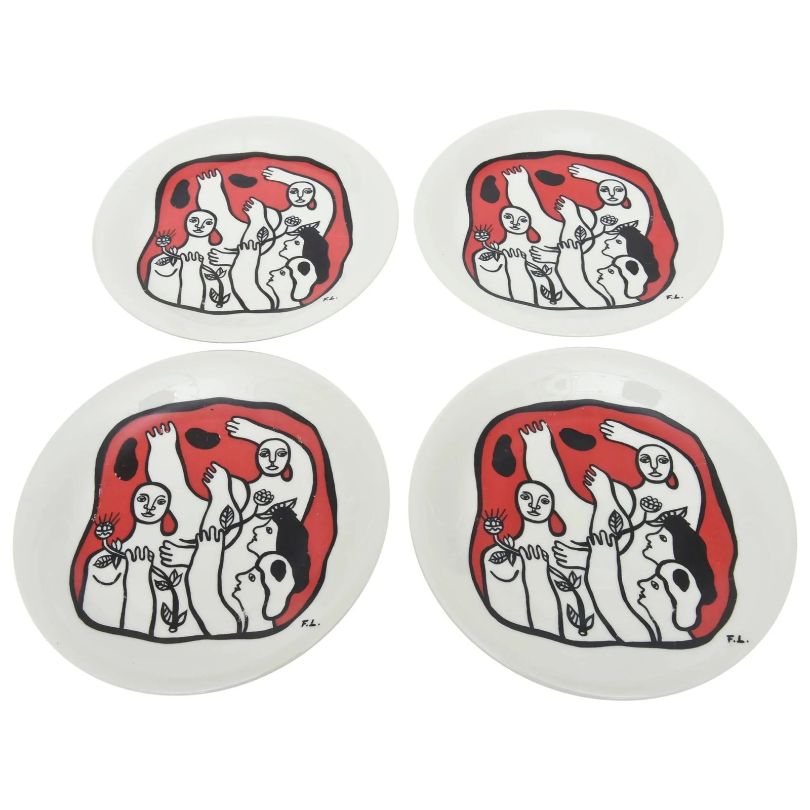 Vintage After Fernand Leger French Limoges Porcelain Plates - Set of Four Acrobat Series - 9