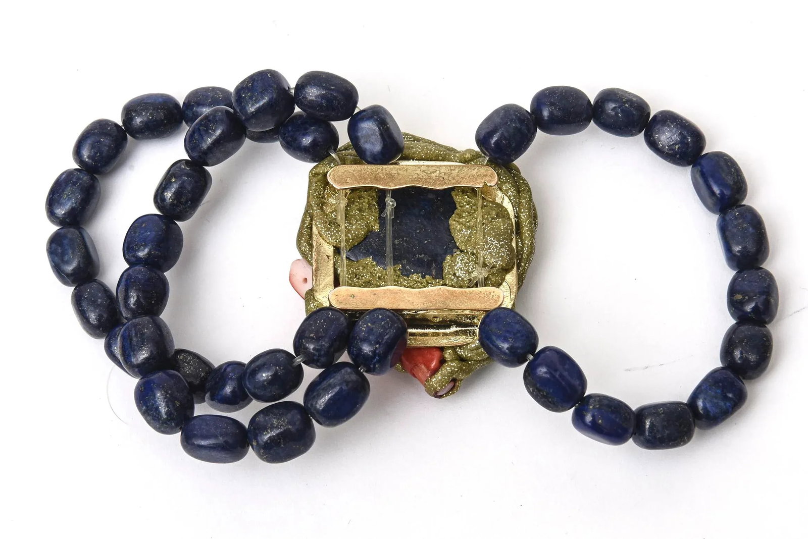 Vintage Hand Wrought Cuff Bracelet With Lapis Lazuli, Coral, Citrine, Turquoise & Copper - 7