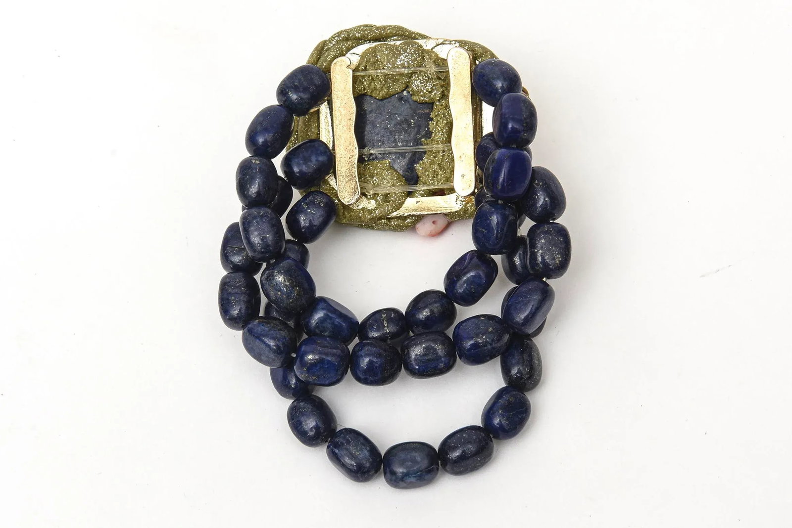 Vintage Hand Wrought Cuff Bracelet With Lapis Lazuli, Coral, Citrine, Turquoise & Copper - 8