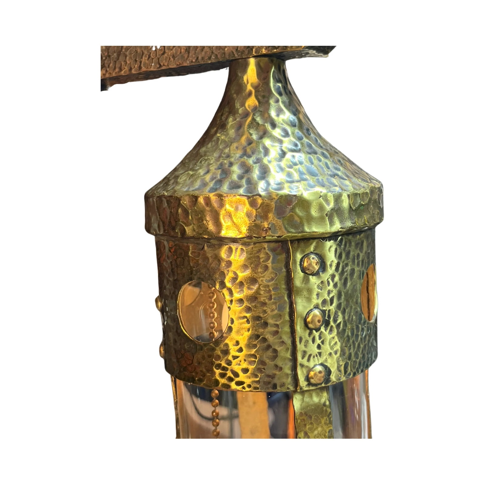 1900s Hammered Brass Arts and Crafts Sconce With Clear Glass Shade #2352 - 5