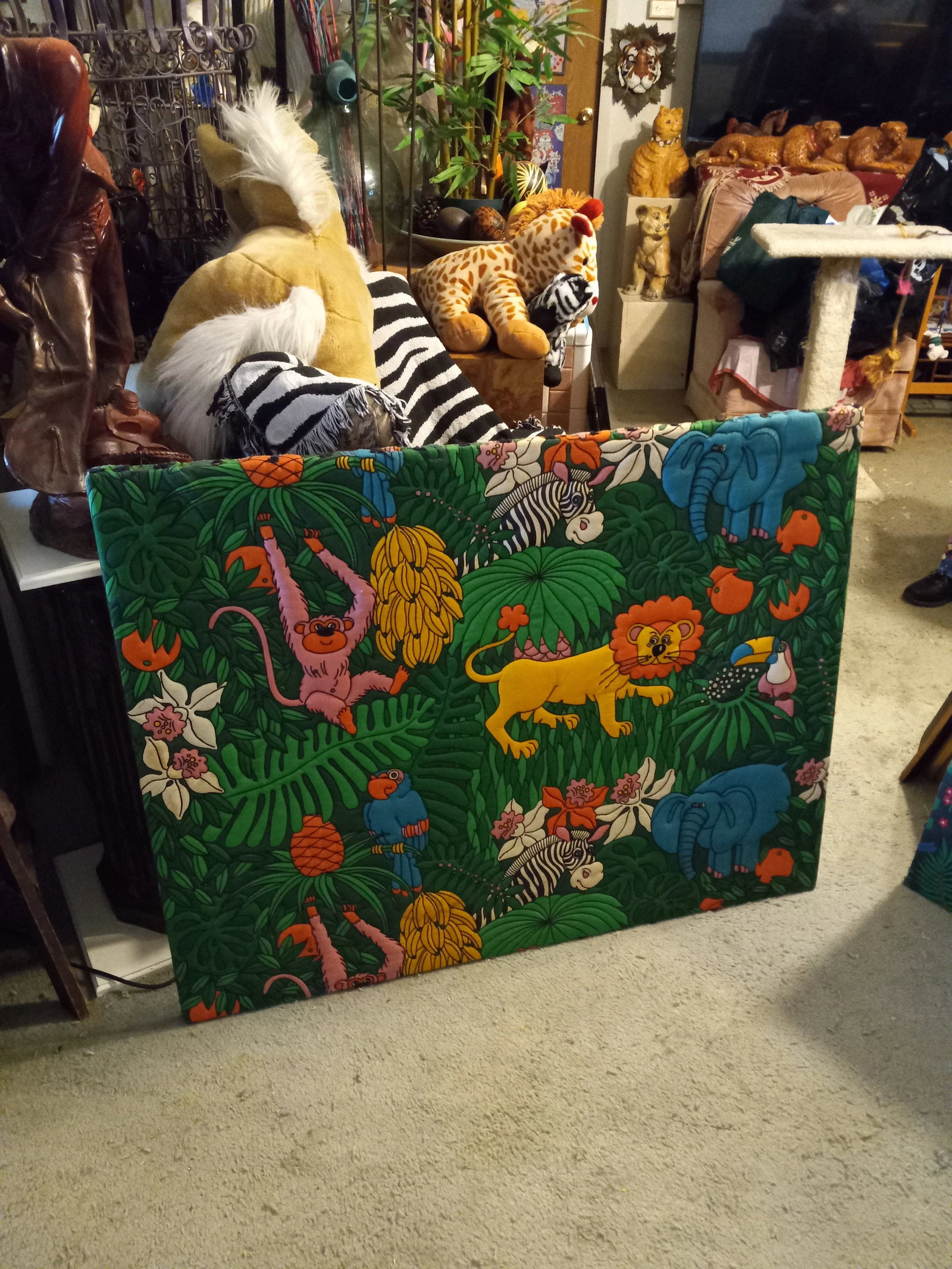 1990s Raised Embossed African Animals Noah's Ark Framed Tapestry - 10