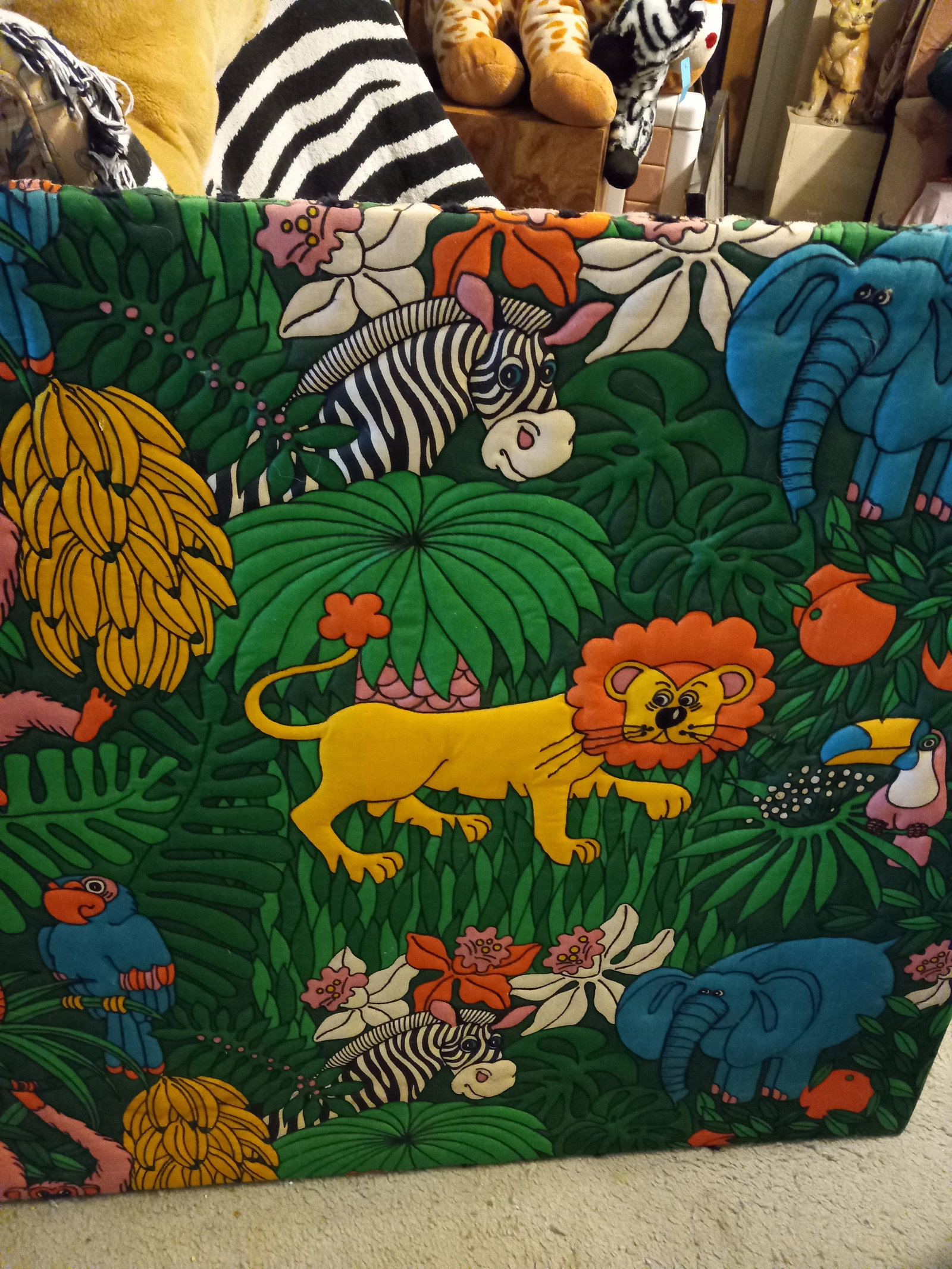 1990s Raised Embossed African Animals Noah's Ark Framed Tapestry - 3