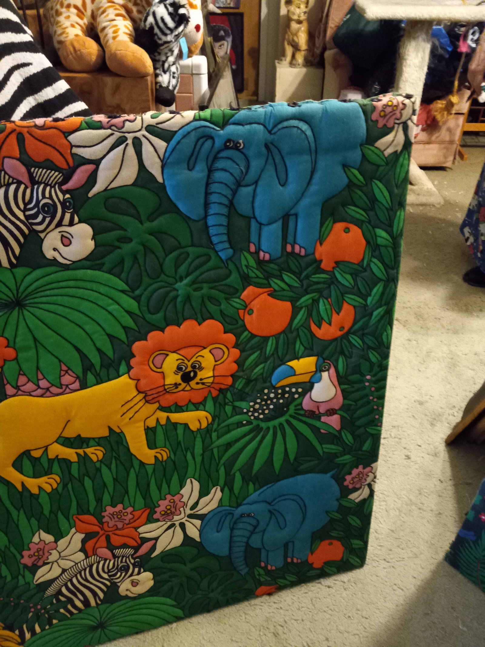 1990s Raised Embossed African Animals Noah's Ark Framed Tapestry - 4