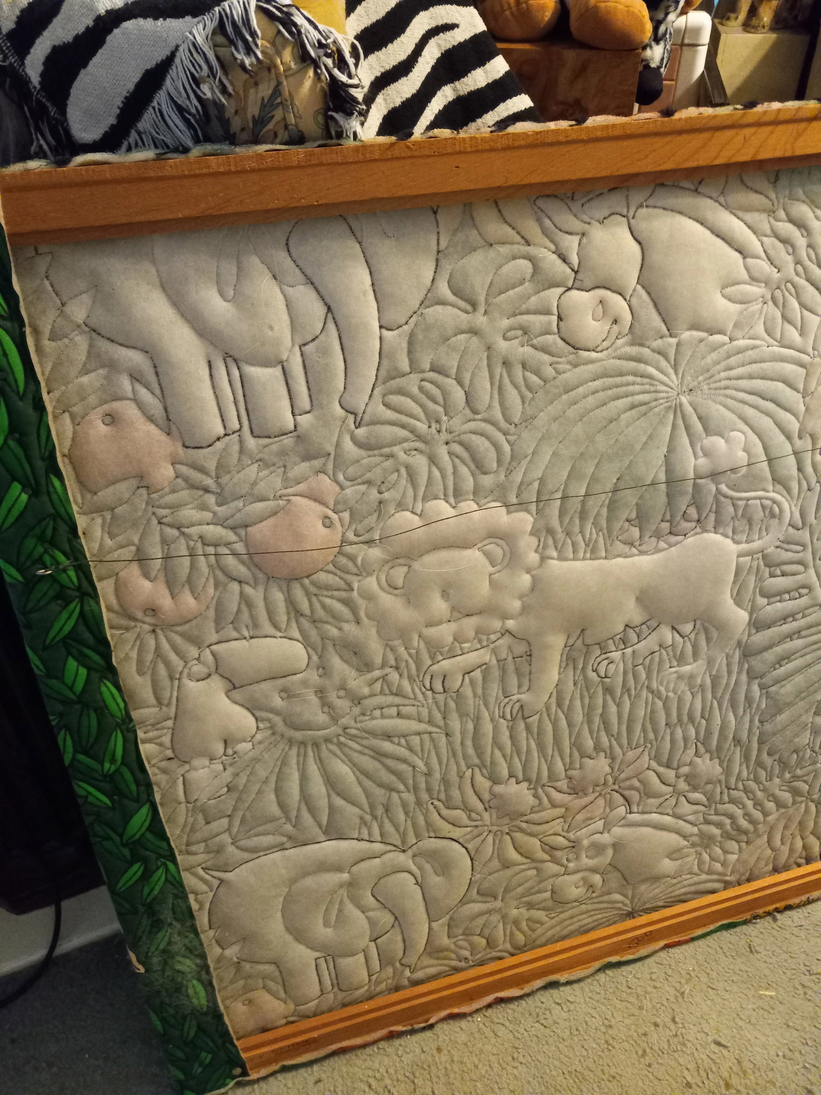 1990s Raised Embossed African Animals Noah's Ark Framed Tapestry - 6