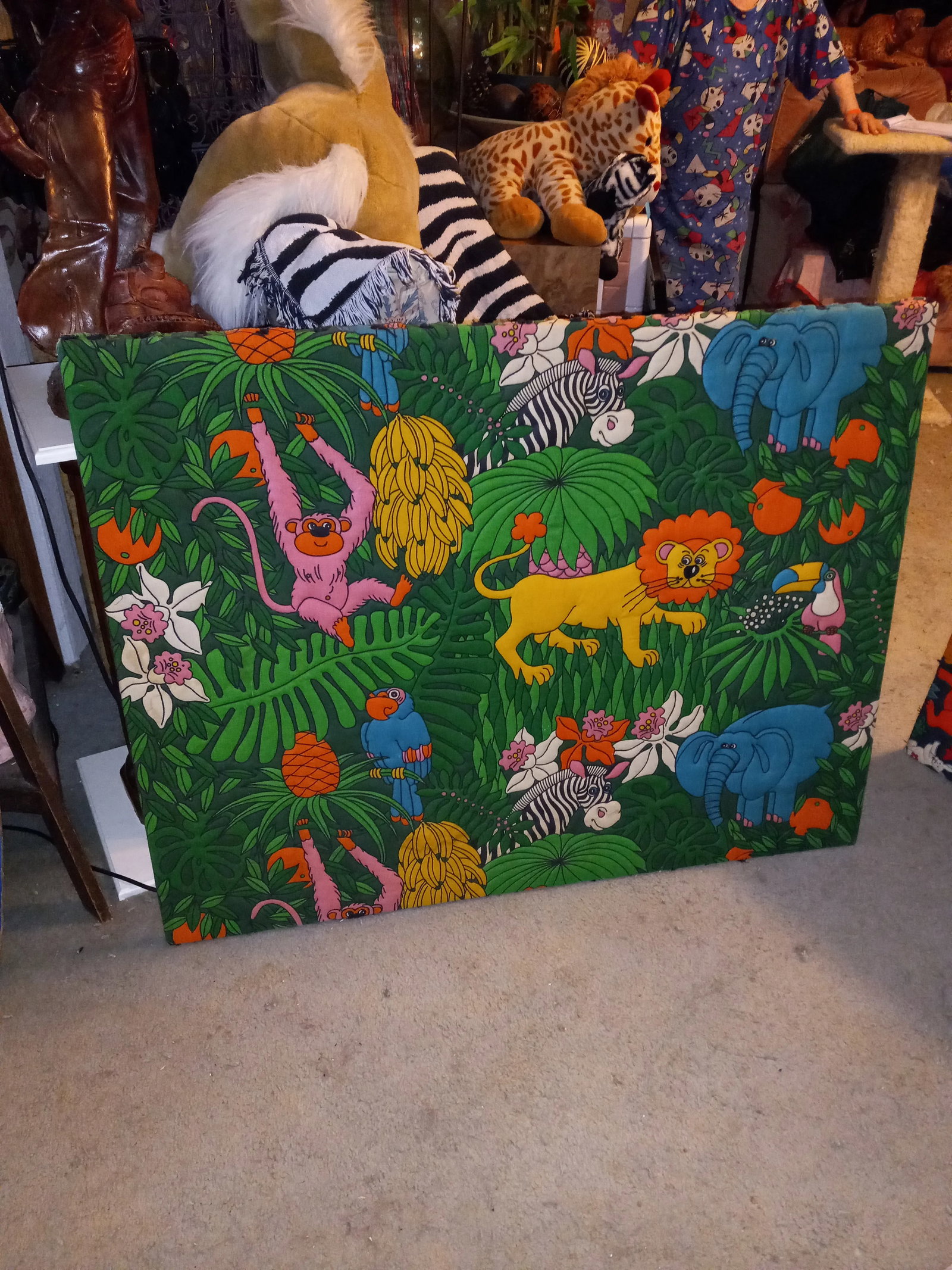 1990s Raised Embossed African Animals Noah's Ark Framed Tapestry - 8