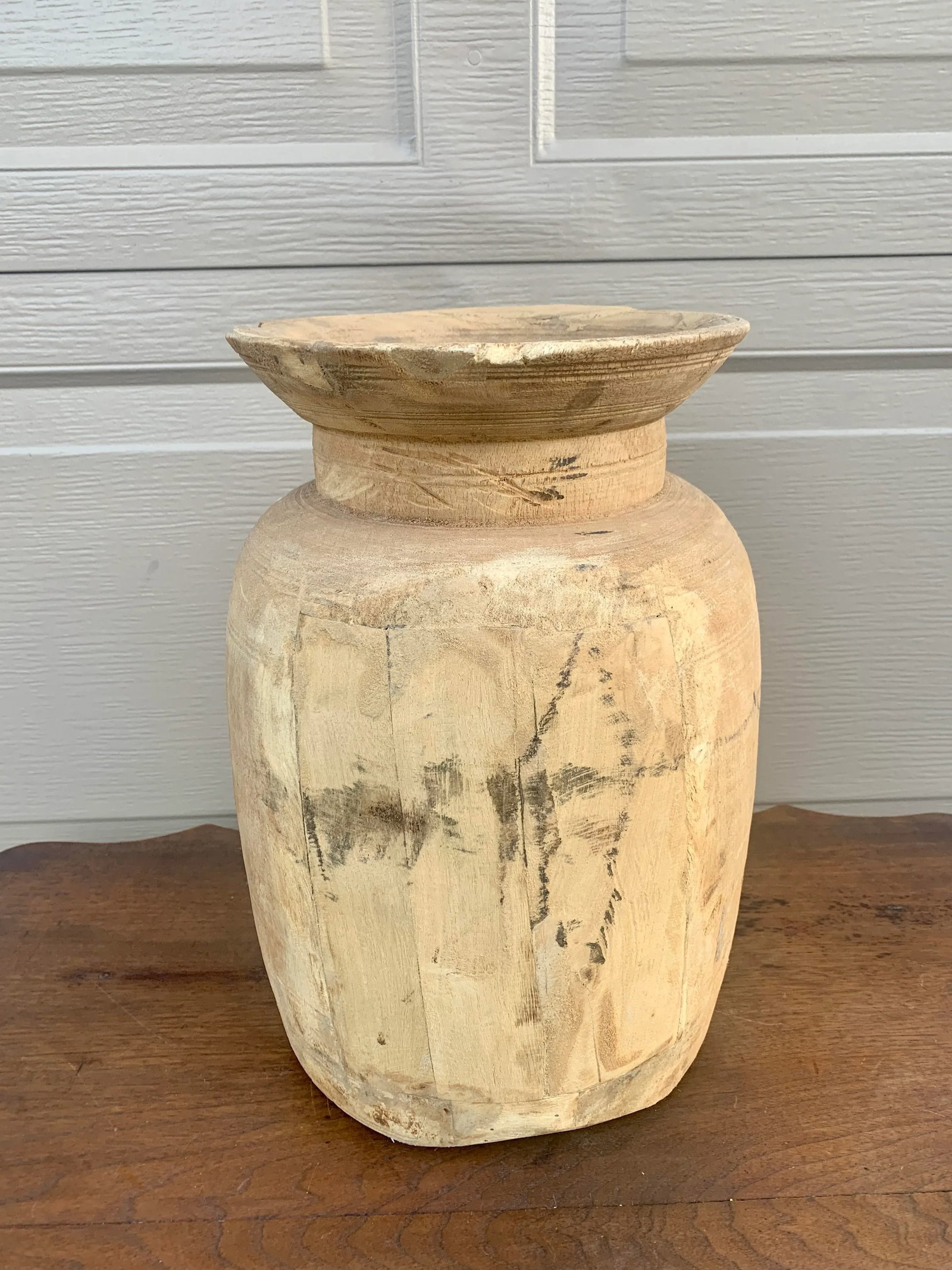 Set of 3 Antique Hand-Turned Bleached Wood Vessels - 4