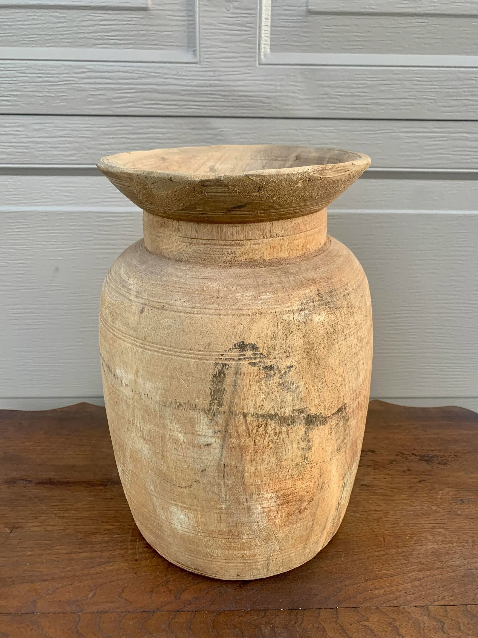 Set of 3 Antique Hand-Turned Bleached Wood Vessels - 5