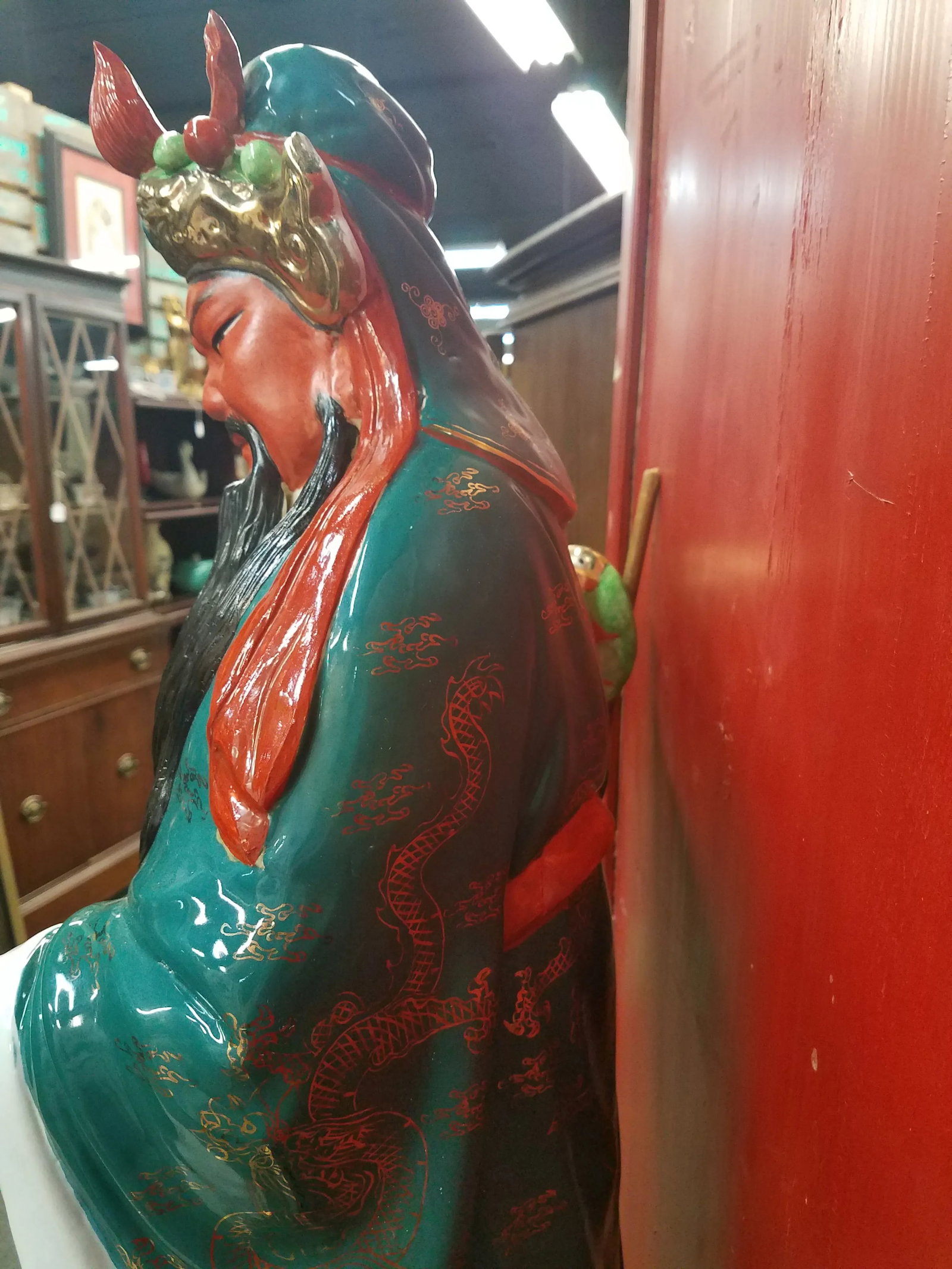 Mid-Century Chinese Porcelain Warrior Large Statue - 11