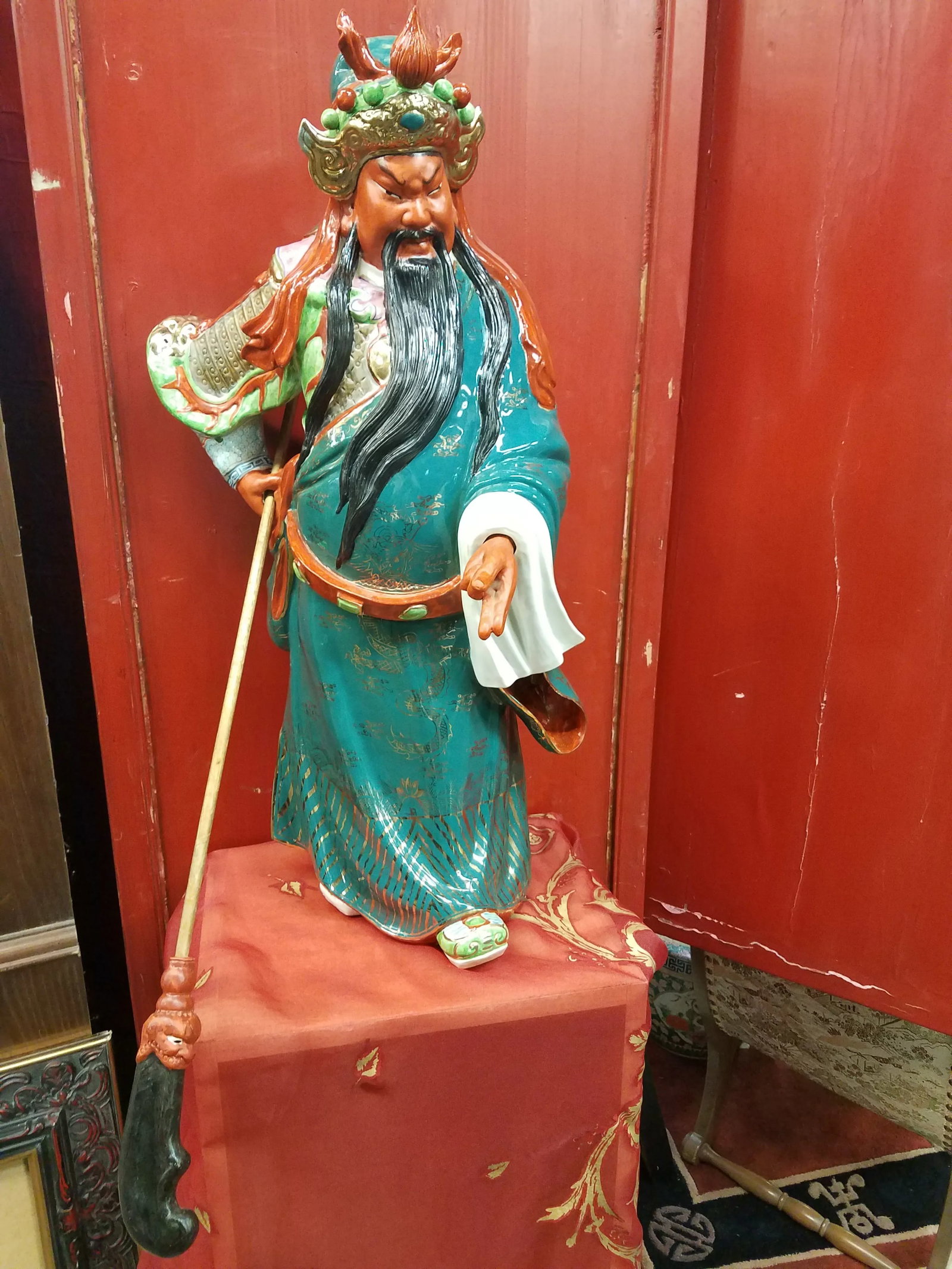 Mid-Century Chinese Porcelain Warrior Large Statue - 12