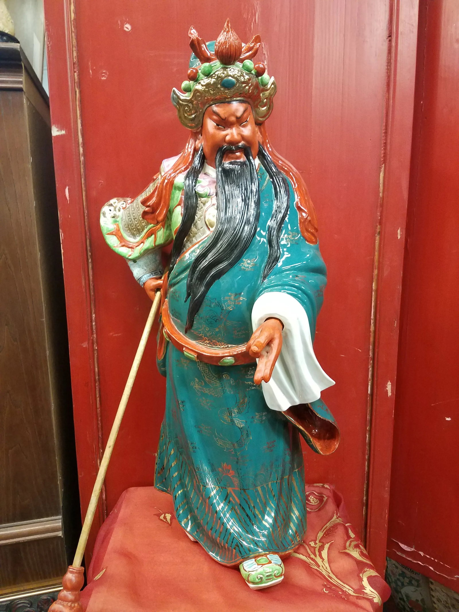 Mid-Century Chinese Porcelain Warrior Large Statue - 3
