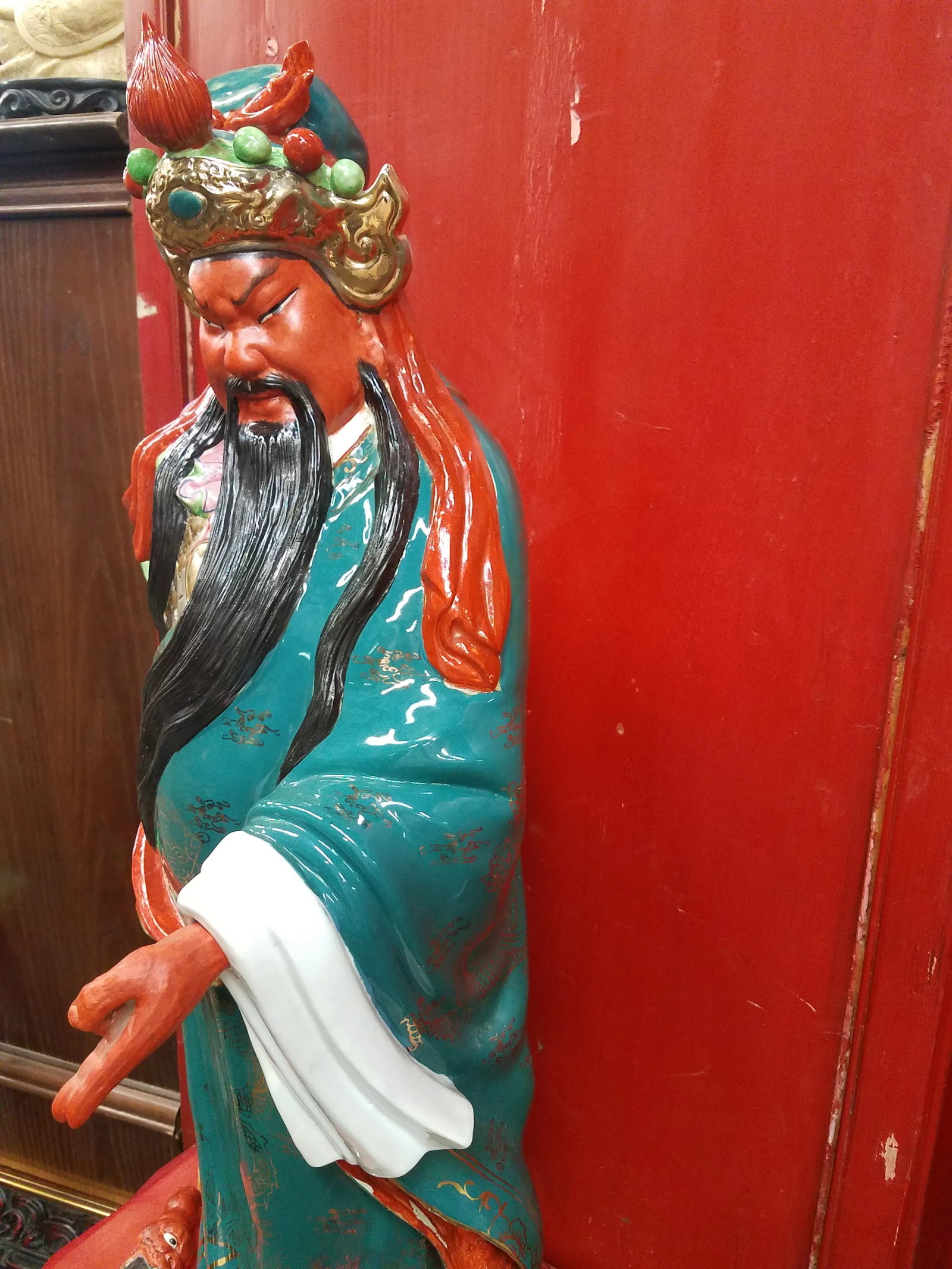 Mid-Century Chinese Porcelain Warrior Large Statue - 6