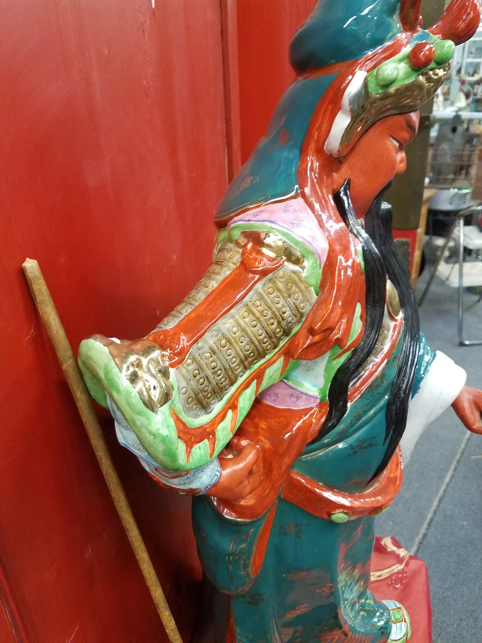Mid-Century Chinese Porcelain Warrior Large Statue - 7