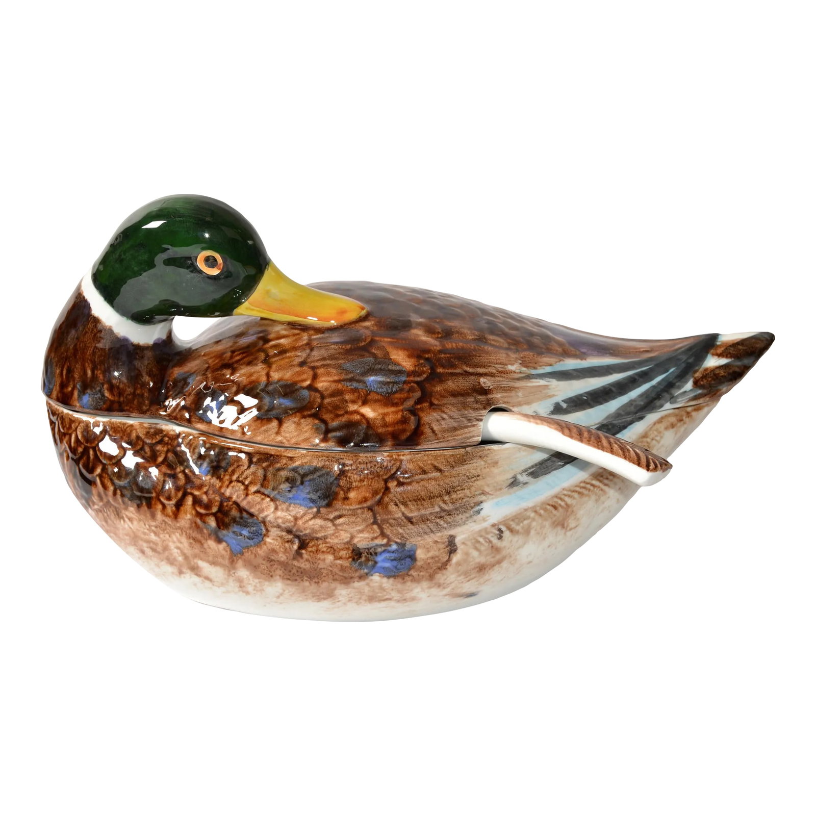 1970s Mallard Duck Raymor Majolica Ceramic Style Soup Tureen Ladle Mancer Italy (1 of 13)