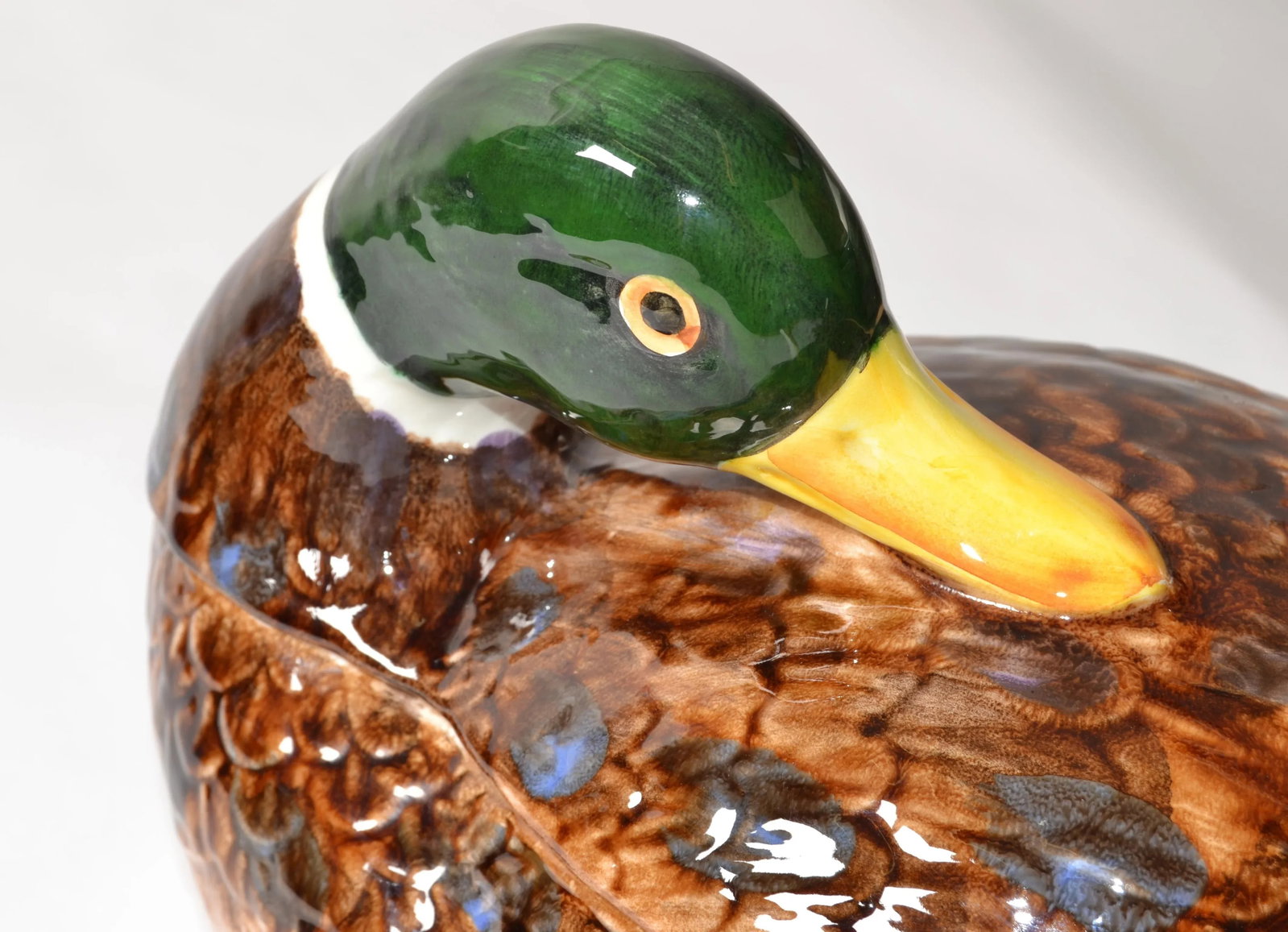 1970s Mallard Duck Raymor Majolica Ceramic Style Soup Tureen Ladle Mancer Italy - 3