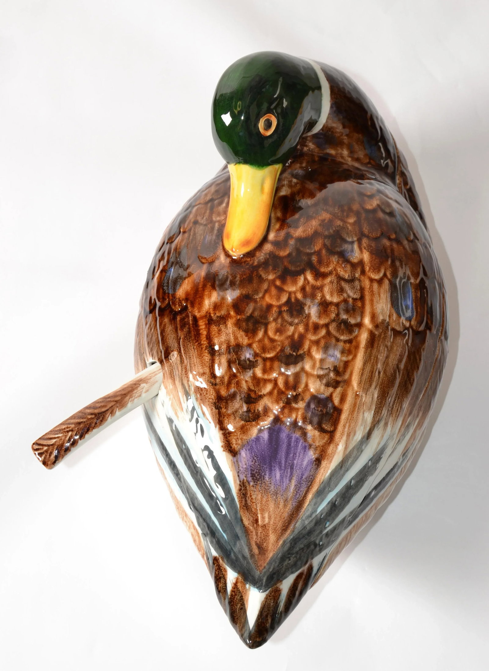 1970s Mallard Duck Raymor Majolica Ceramic Style Soup Tureen Ladle Mancer Italy - 5
