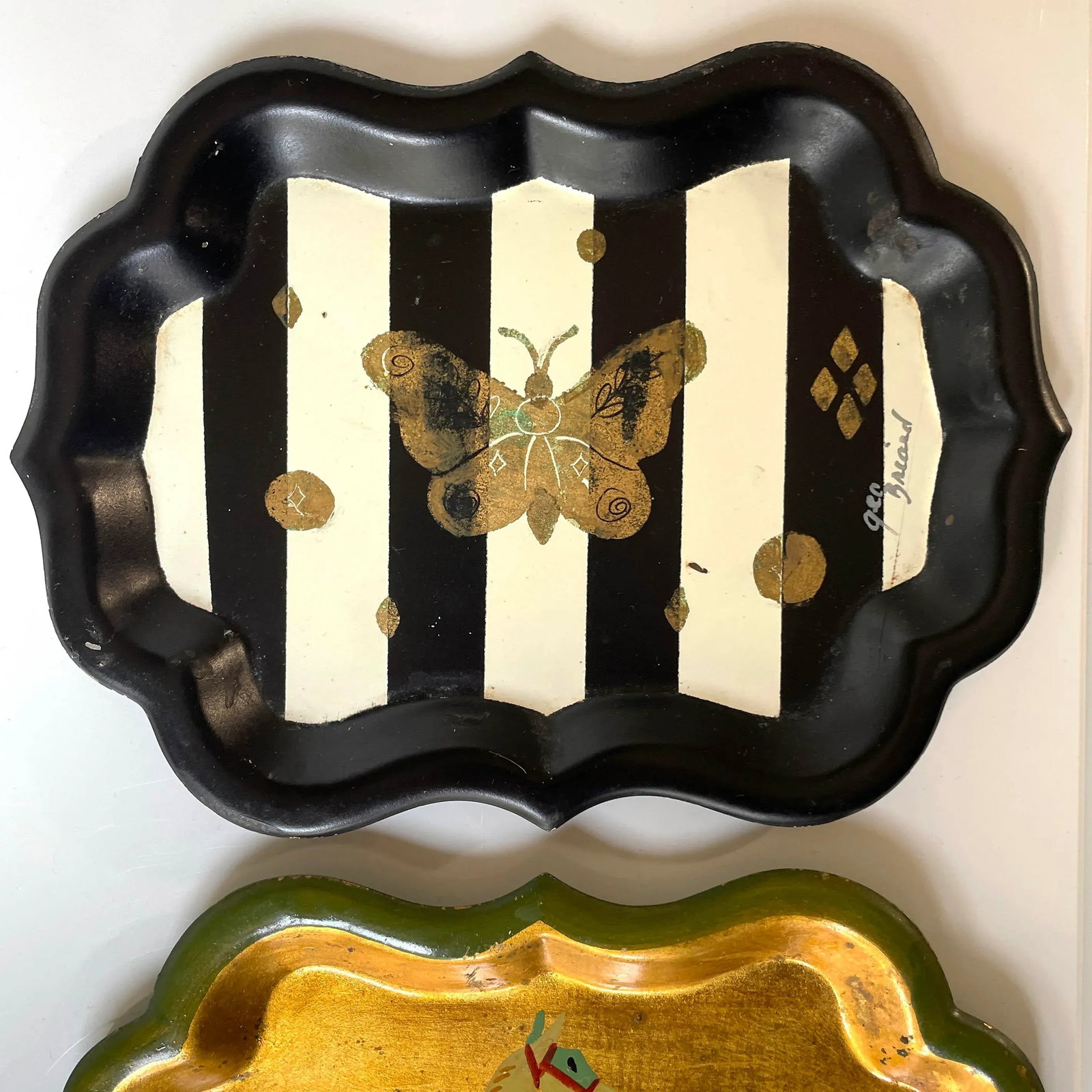 Set of 6 Georges Briard Small Trays - Hand Painted and Gilt Highlights - 3