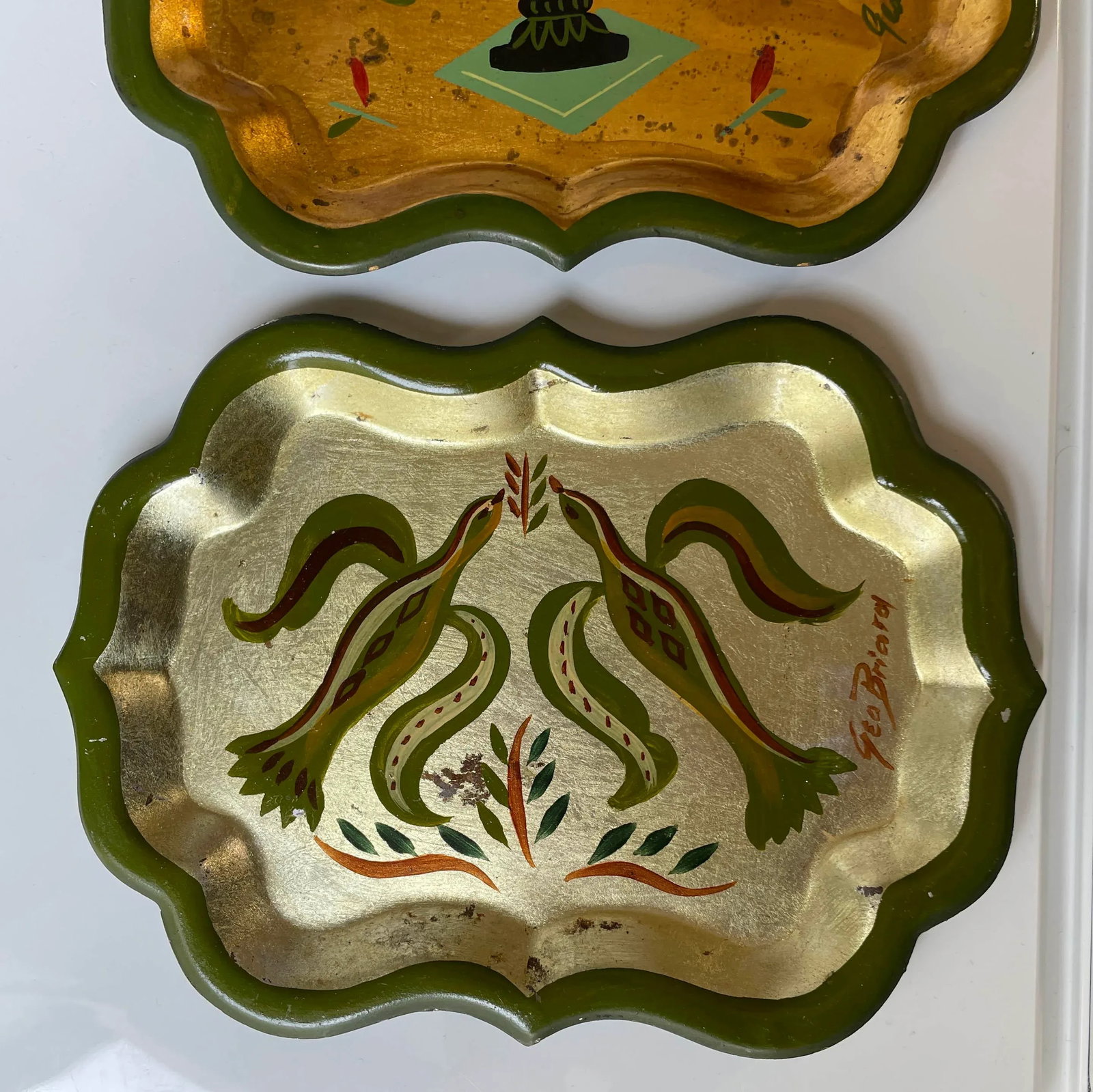 Set of 6 Georges Briard Small Trays - Hand Painted and Gilt Highlights - 4