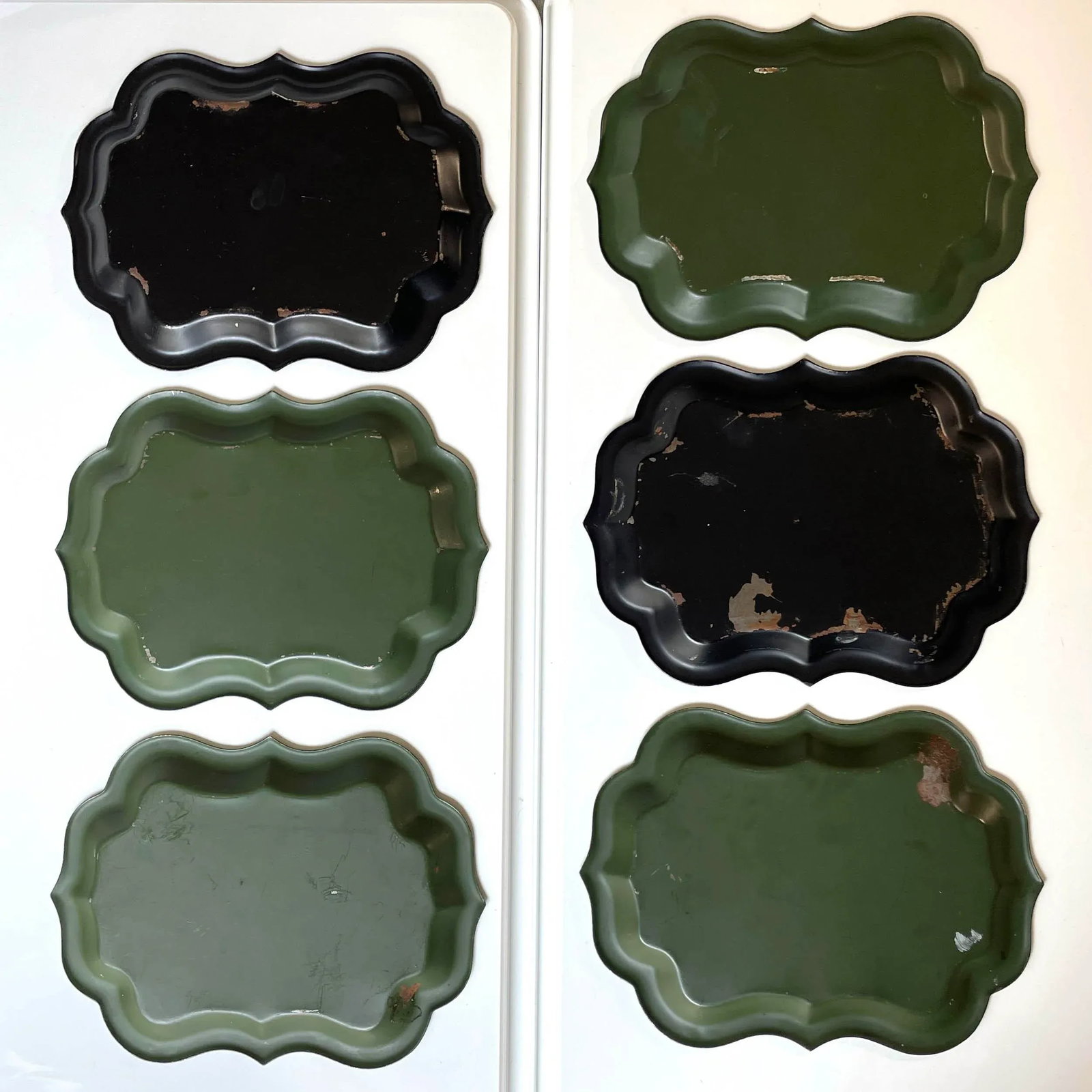 Set of 6 Georges Briard Small Trays - Hand Painted and Gilt Highlights - 9