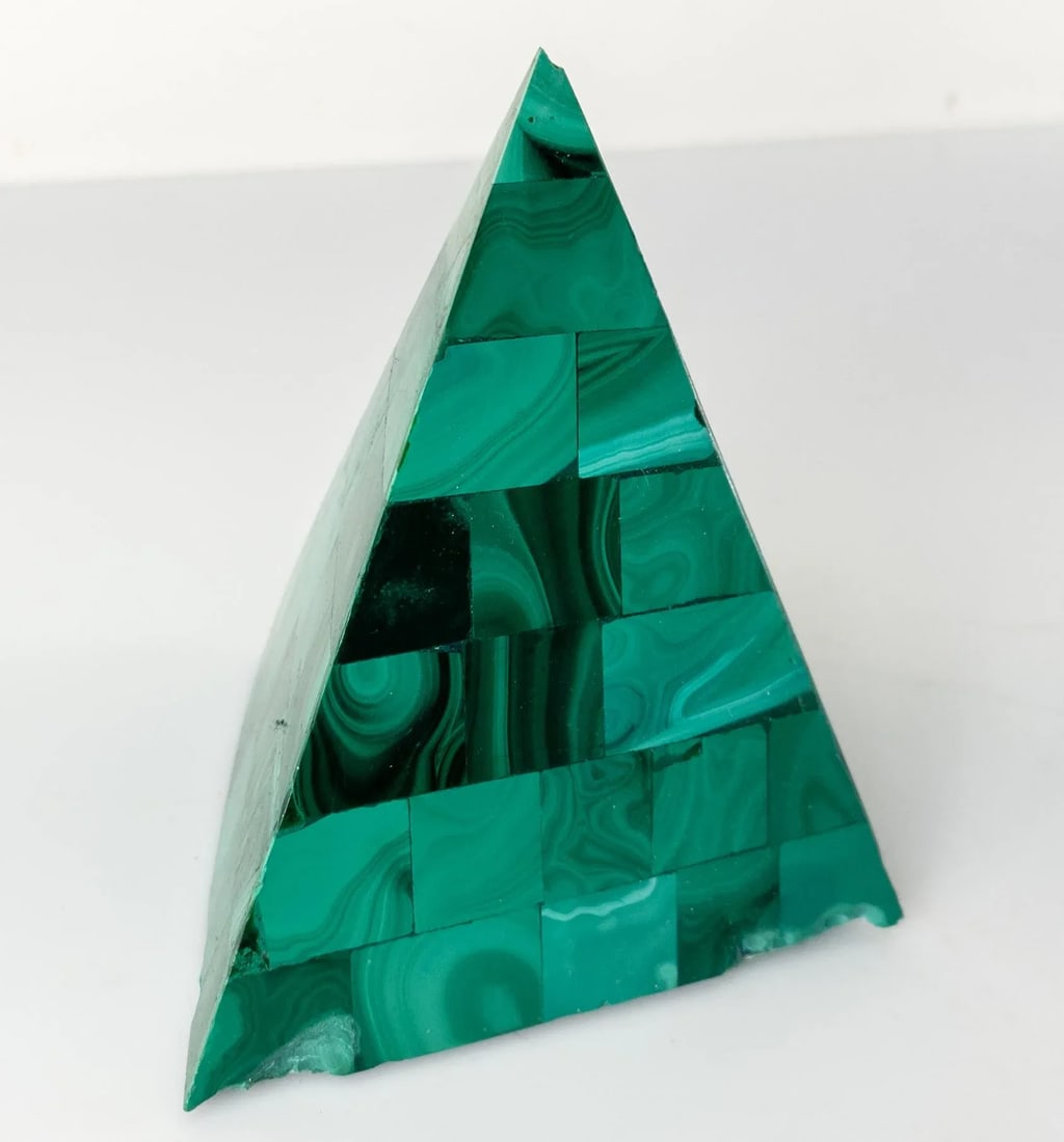 20th Century Decorative Malachite Stone Mineral Pyramid - 11