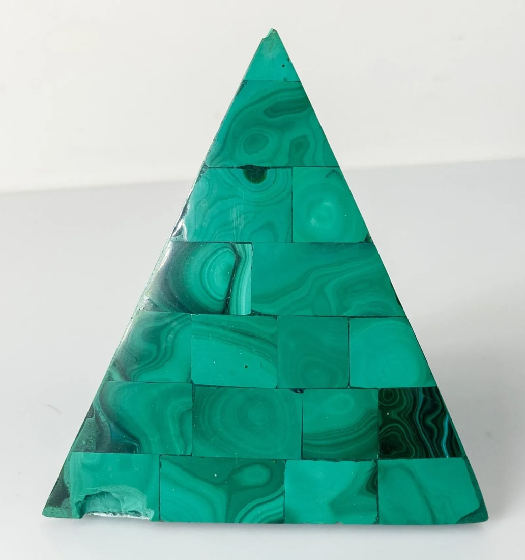 20th Century Decorative Malachite Stone Mineral Pyramid - 3