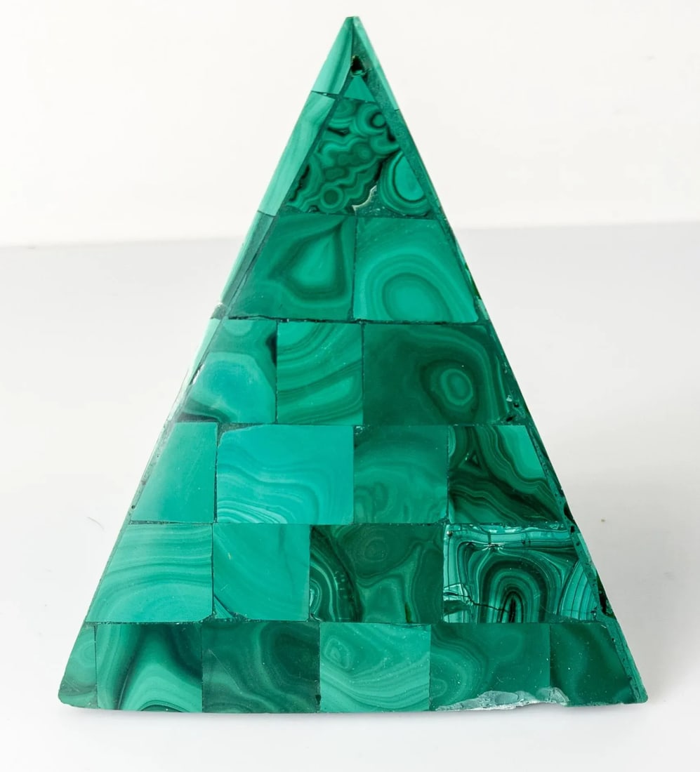 20th Century Decorative Malachite Stone Mineral Pyramid - 4