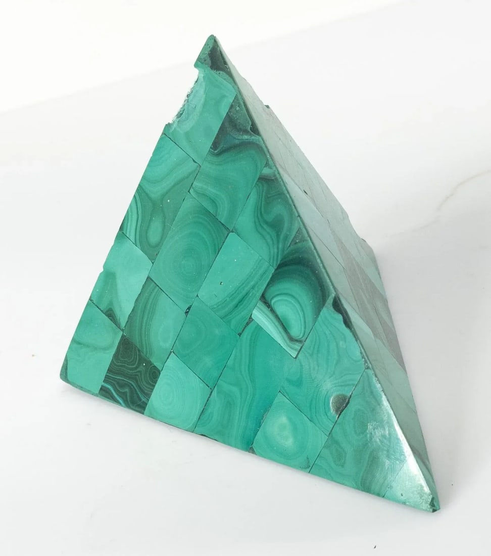 20th Century Decorative Malachite Stone Mineral Pyramid - 5