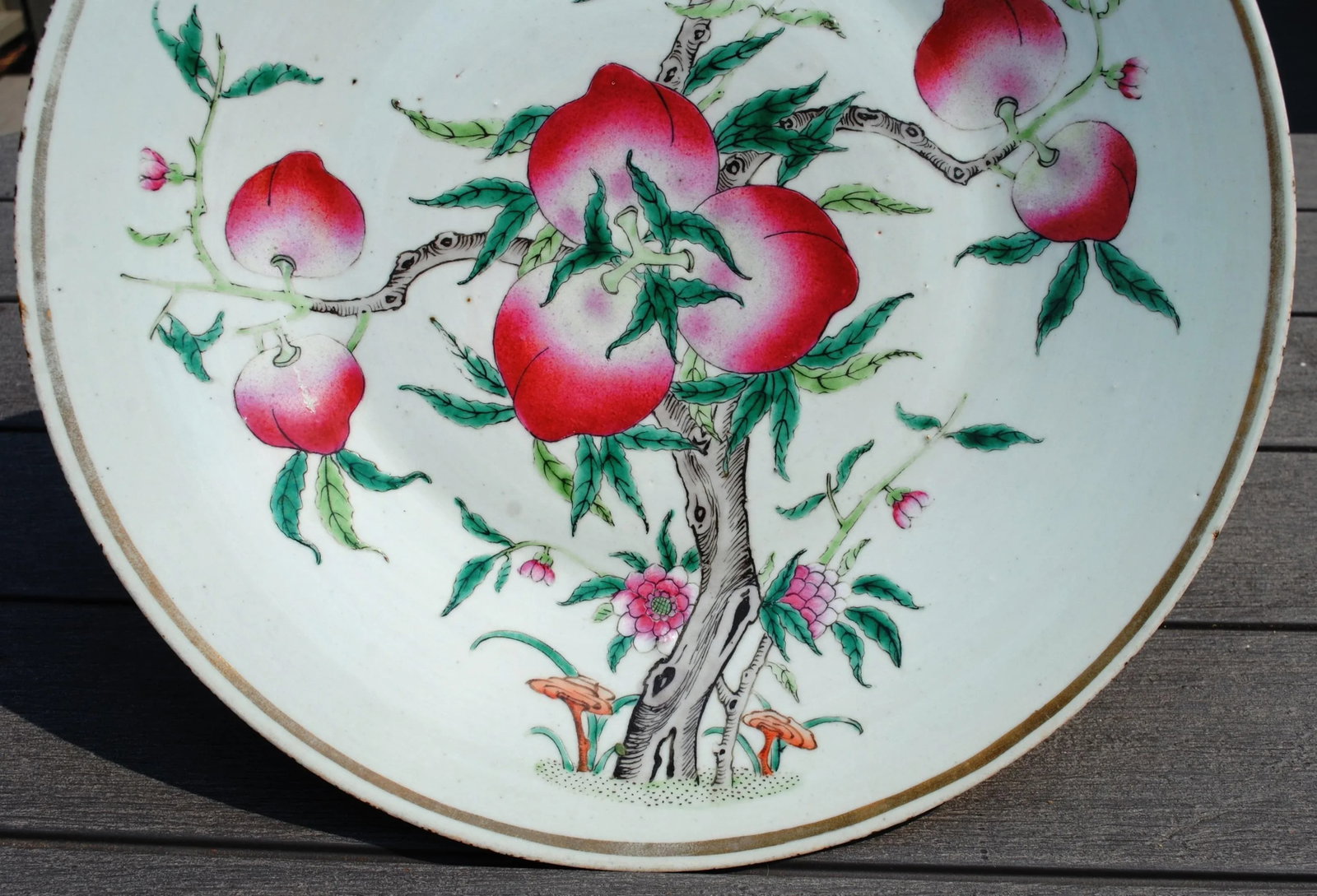 Early 20th Century Antique Chinese Famille Rose Tree Porcelain Platter - 5
