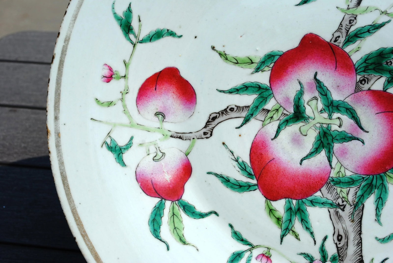 Early 20th Century Antique Chinese Famille Rose Tree Porcelain Platter - 7