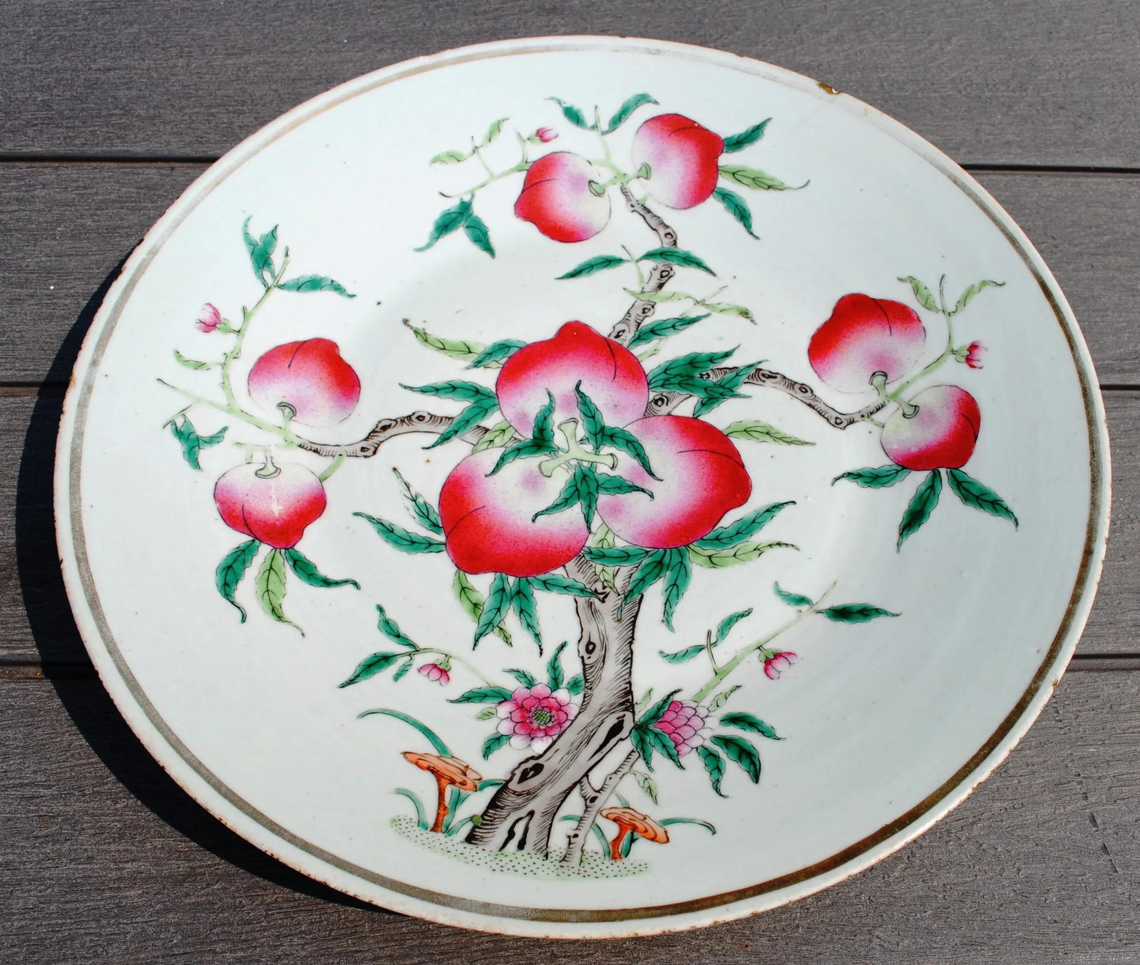 Early 20th Century Antique Chinese Famille Rose Tree Porcelain Platter - 8