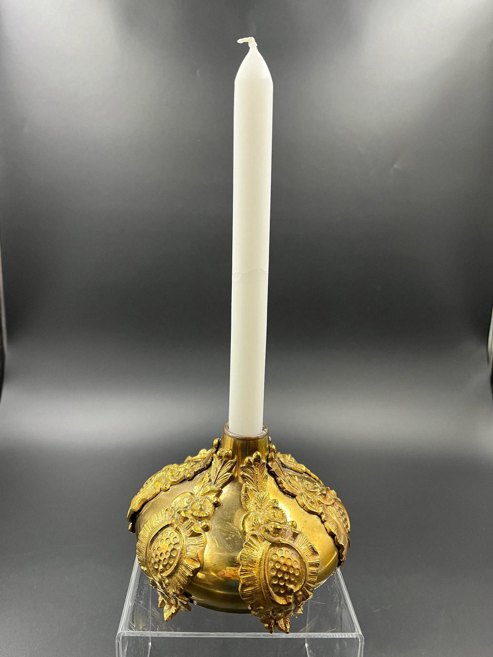 Antique French Solid Brass Candle Holder - 10
