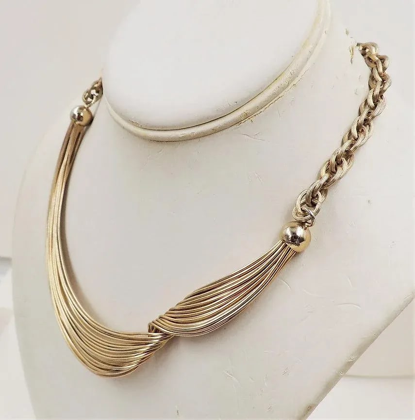 Vintage 1950s Napier Wire Wrap Collar Necklace - 4