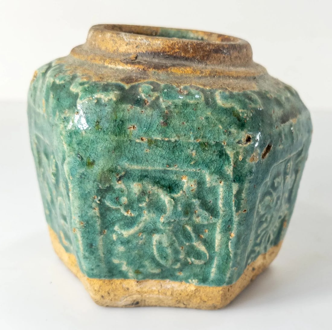 20th Century Chinese Chinoiserie Green Glazed Pottery Ginger Jar - 4