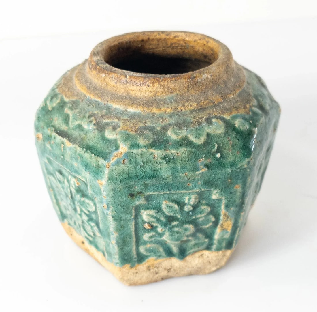 20th Century Chinese Chinoiserie Green Glazed Pottery Ginger Jar - 8