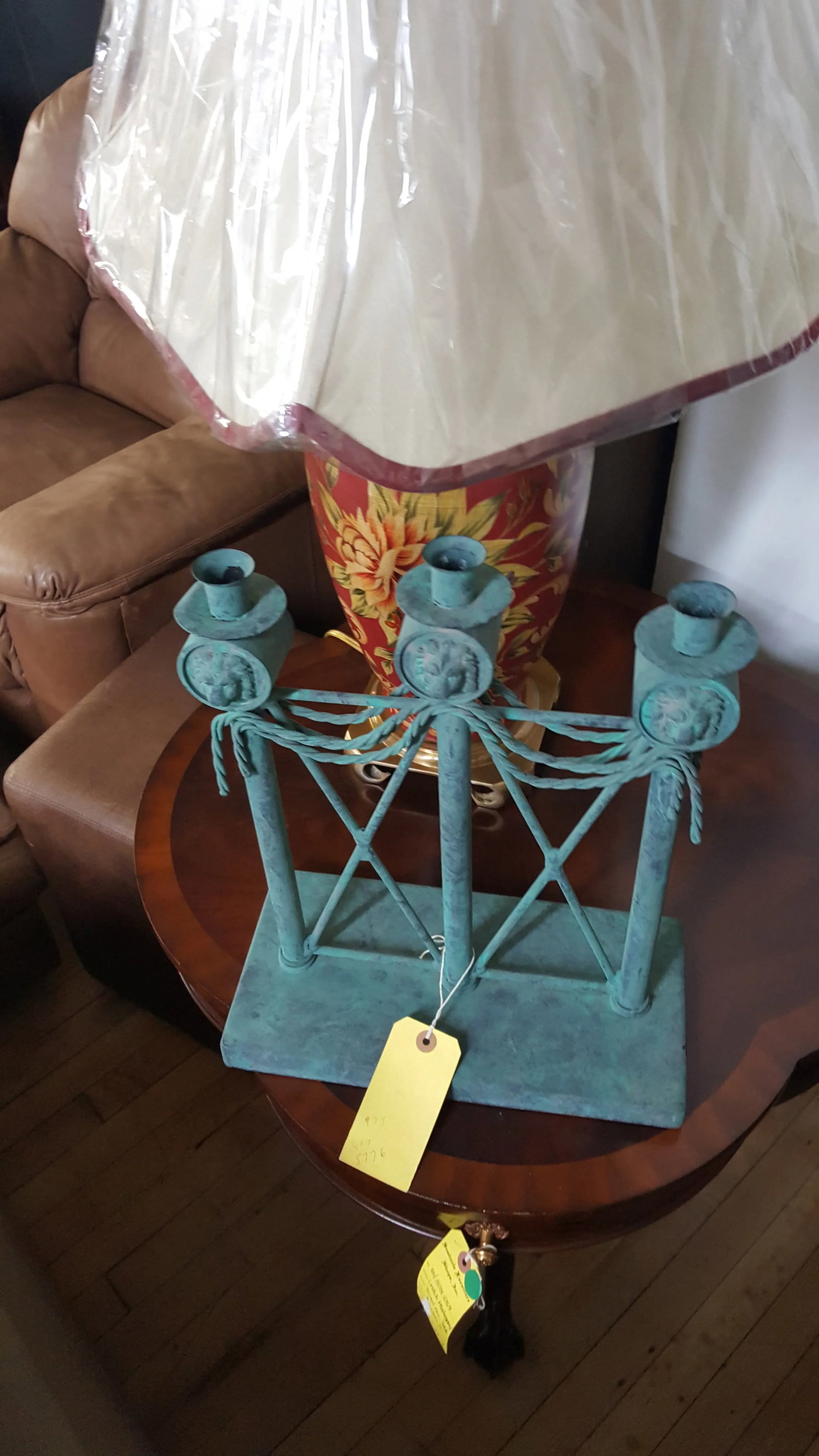 Lion Head Verdigris Patina Candle Holder by Guild Master - 11