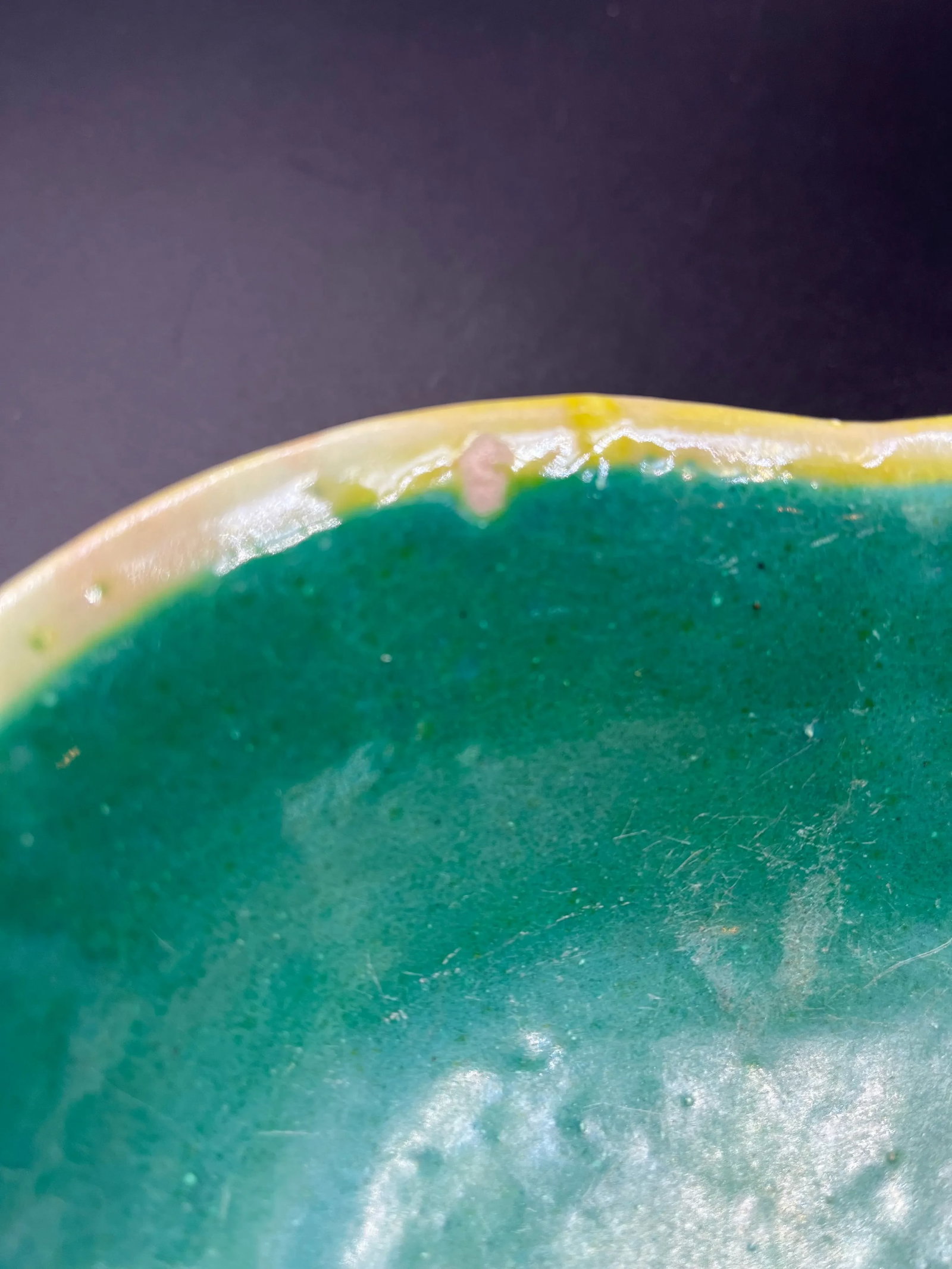Vintage Chinese Large Pedestal Bowl - Green Bottom - 8