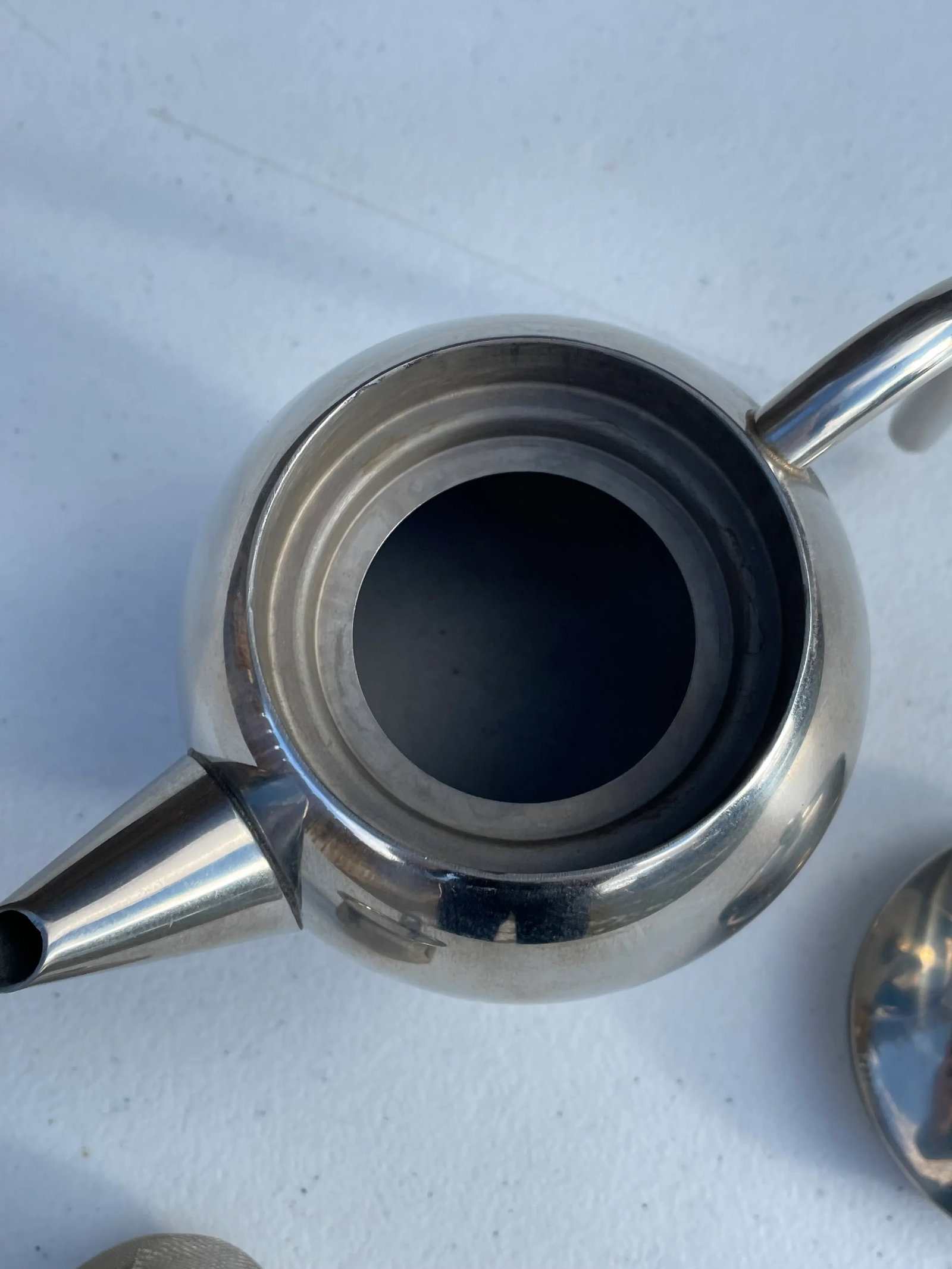 Art Deco Style Chrome Round Tea Pot - 11