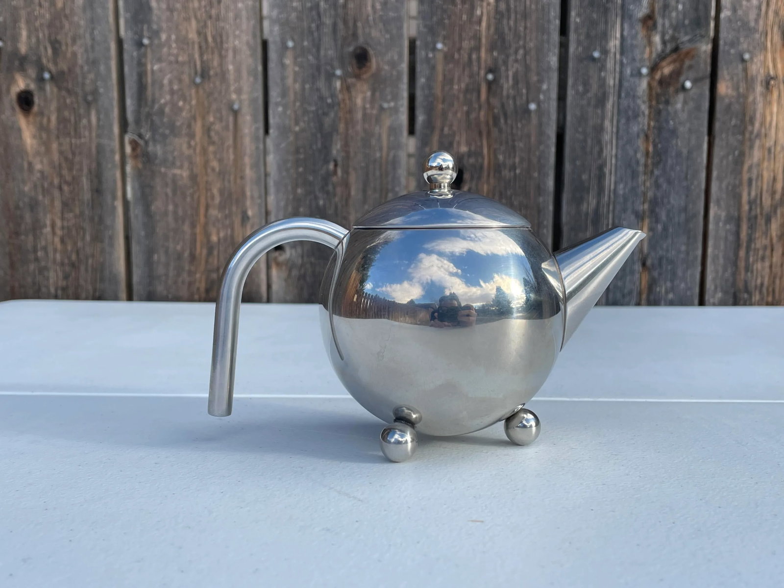Art Deco Style Chrome Round Tea Pot - 2