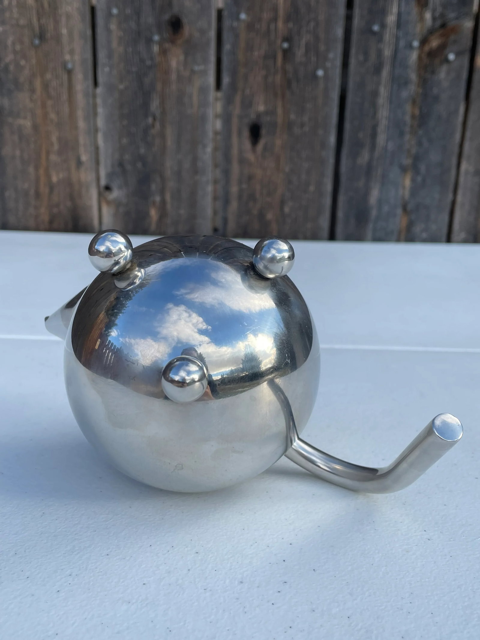 Art Deco Style Chrome Round Tea Pot - 5