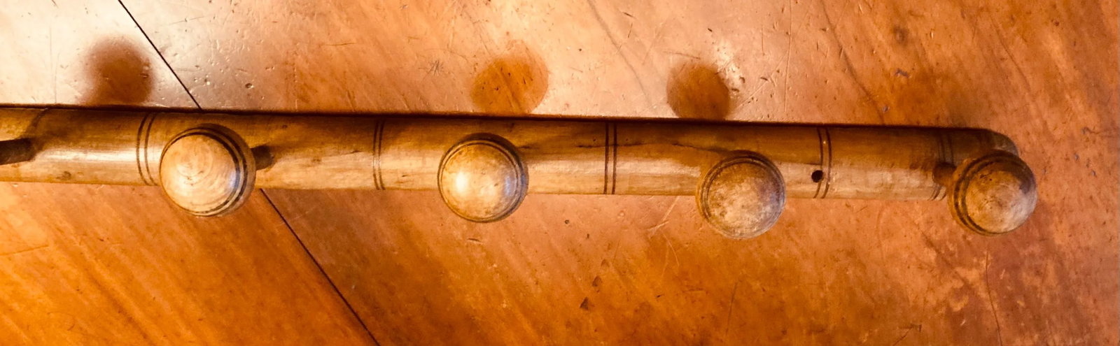 Large Antique Late 19th Century French Elm Wood Faux Bamboo Hanging Hat Rack - 10