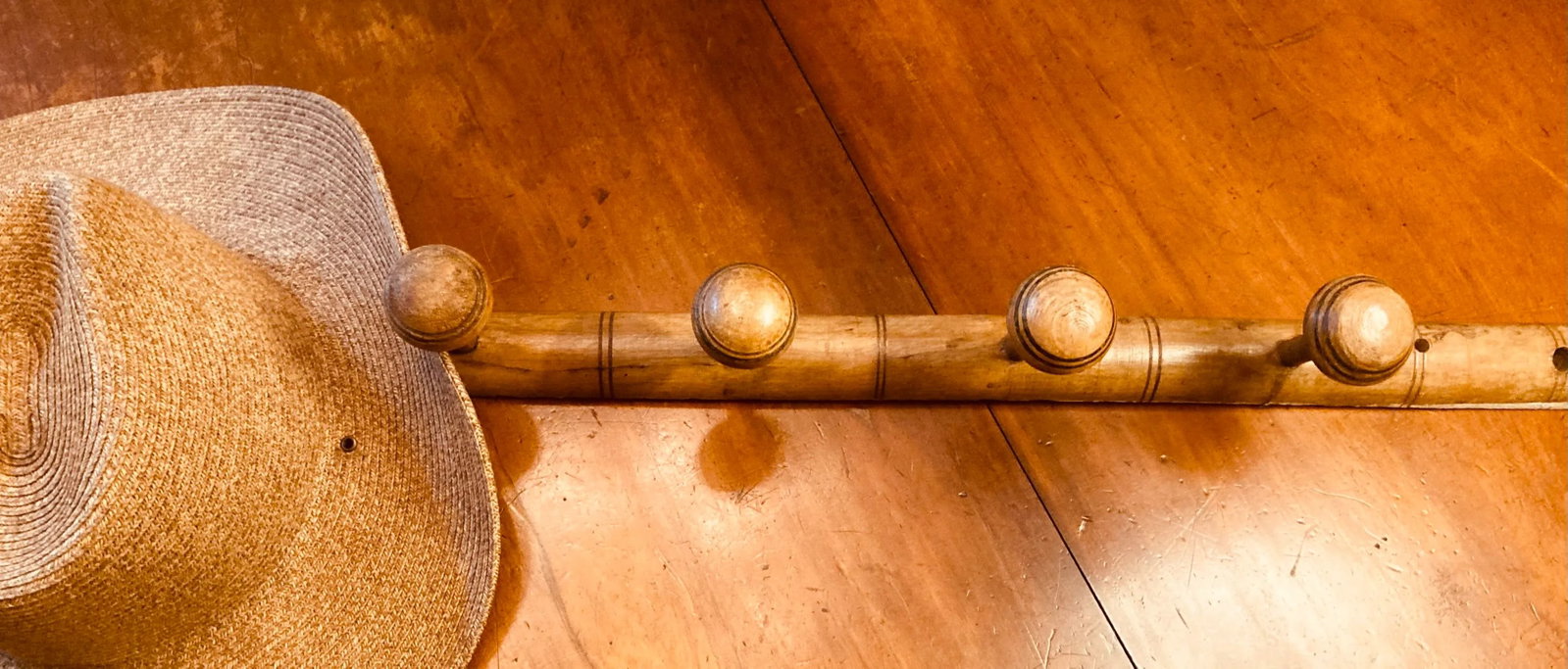 Large Antique Late 19th Century French Elm Wood Faux Bamboo Hanging Hat Rack - 8